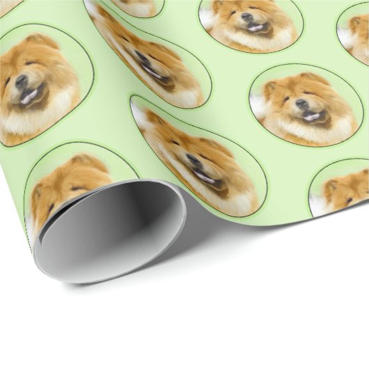 Chow Chow Cainting - Niedliche Original Hunde Art Geschenkpapier (Rolleneckpunkt)