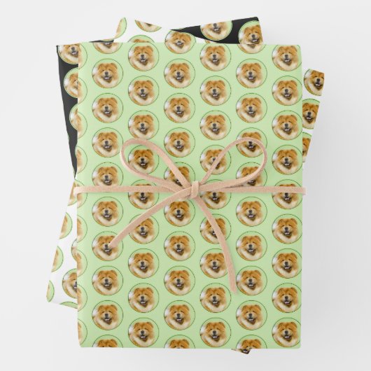 Chow Chow Cainting - Niedliche Original Hunde Art Geschenkpapier Set (Beispiel)