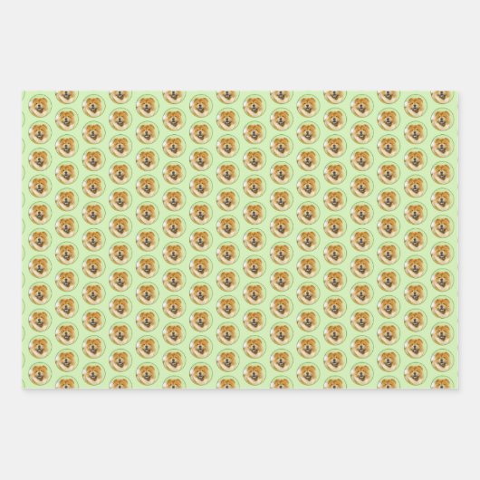 Chow Chow Cainting - Niedliche Original Hunde Art Geschenkpapier Set (Vorderseite)