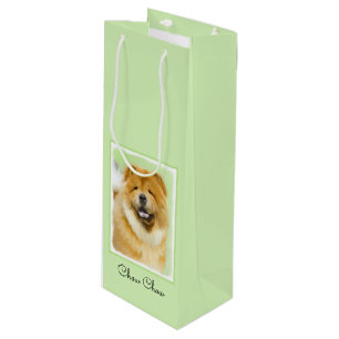Chow Chow Cainting - Niedliche Original Hunde Art Geschenktüte Für Weinflaschen
