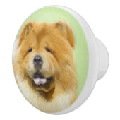 Chow Chow Cainting - Niedliche Original Hunde Art Keramikknauf (Rechts)