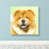 Chow Chow Cainting - Niedliche Original Hunde Art Leinwanddruck (Insitu (Holzboden))