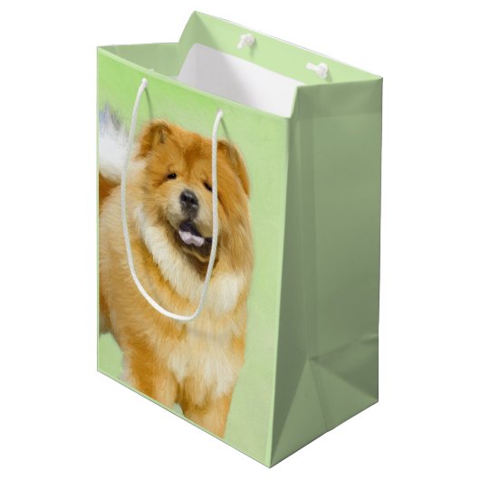 Chow Chow Cainting - Niedliche Original Hunde Art Mittlere Geschenktüte (Vorderseite Schrägansicht)