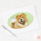 Chow Chow Cainting - Niedliche Original Hunde Art Ovaler Aufkleber (Umschlag)
