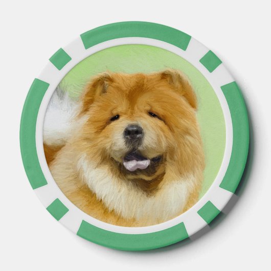 Chow Chow Cainting - Niedliche Original Hunde Art Pokerchips (Rückseite)