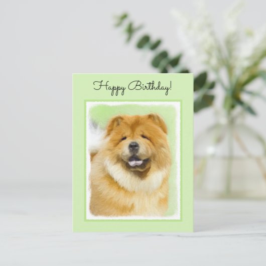 Chow Chow Cainting - Niedliche Original Hunde Art Postkarte (Stehend Vorderseite)