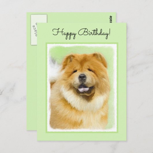 Chow Chow Cainting - Niedliche Original Hunde Art Postkarte (Vorne/Hinten)