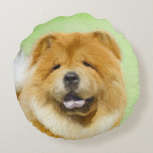 Chow Chow Cainting - Niedliche Original Hunde Art Rundes Kissen