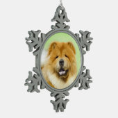 Chow Chow Cainting - Niedliche Original Hunde Art Schneeflocken Zinn-Ornament (Links)