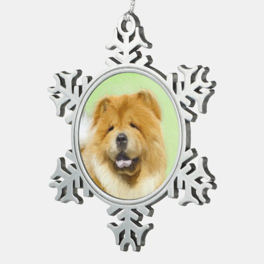 Chow Chow Cainting - Niedliche Original Hunde Art Schneeflocken Zinn-Ornament (Rechts)