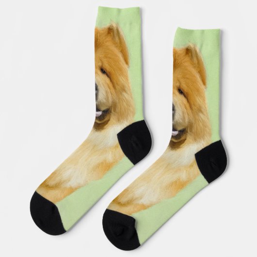 Chow Chow Cainting - Niedliche Original Hunde Art Socken (Linkes Detail)