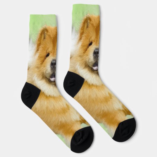 Chow Chow Cainting - Niedliche Original Hunde Art Socken (Rechts)