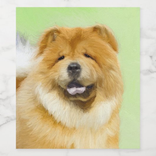 Chow Chow Cainting - Niedliche Original Hunde Art Weinetikett (Einzelnes Label)