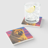 Chow Chow Cainting Steinuntersetzer (Seitenansicht)