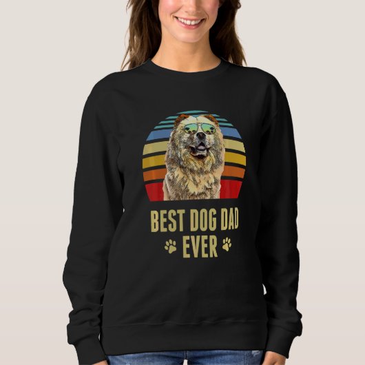 Chow Chow Chow Best Hund Vater je Retro Sunset Sweatshirt (Vorderseite)