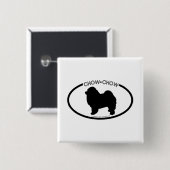 Chow-Chow Chow-Chow Silhouette-Schwarz-Knopf Button (Vorne & Hinten)