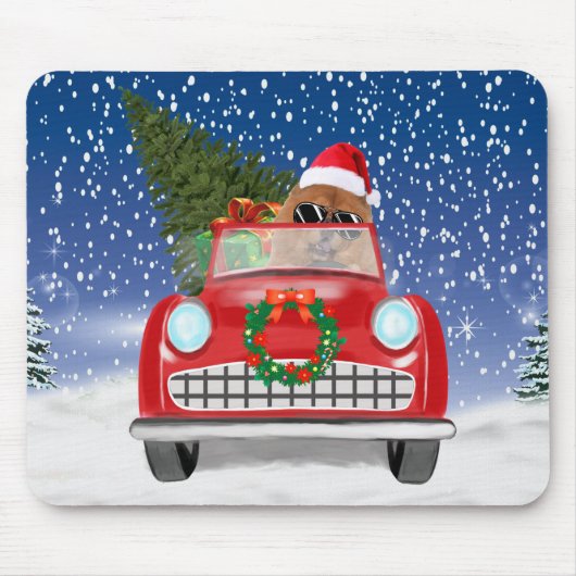 Chow Chow Chow Dog Auto im Schnee werfen Kissen Mousepad (Vorne)