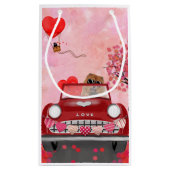 Chow Chow Chow Dog Driving Car mit Herz Valentin Kleine Geschenktüte (Rückseite)