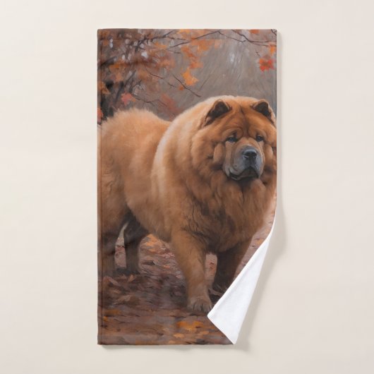 Chow Chow Chow im Herbst Leaves Inspiriert Badhandtuch Set (Handtuch)