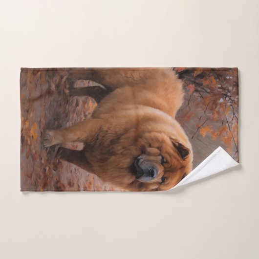 Chow Chow Chow im Herbst Leaves Inspiriert Badhandtuch Set (Handtuch)