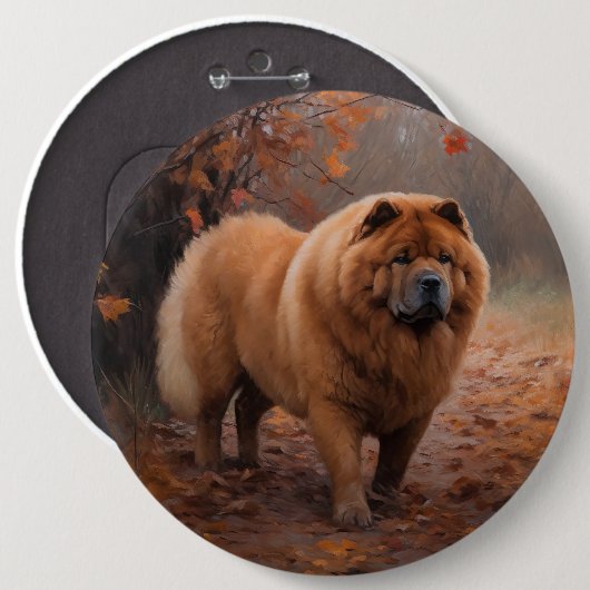 Chow Chow Chow im Herbst Leaves Inspiriert Button (Vorne & Hinten)
