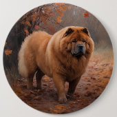 Chow Chow Chow im Herbst Leaves Inspiriert Button (Vorderseite)