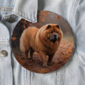 Chow Chow Chow im Herbst Leaves Inspiriert Button (Beispiel)