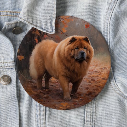 Chow Chow Chow im Herbst Leaves Inspiriert Button (Beispiel)