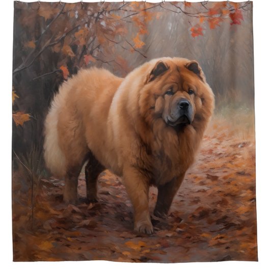 Chow Chow Chow im Herbst Leaves Inspiriert Duschvorhang (Vorderseite)