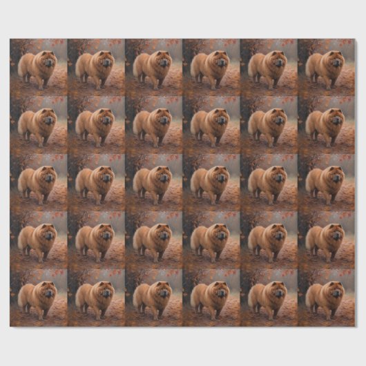 Chow Chow Chow im Herbst Leaves Inspiriert Geschenkpapier (Flach)