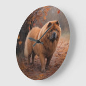 Chow Chow Chow im Herbst Leaves Inspiriert Große Wanduhr (Winkel)