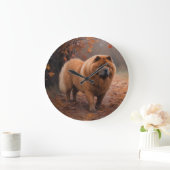 Chow Chow Chow im Herbst Leaves Inspiriert Große Wanduhr (Zuhause)