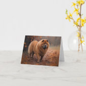 Chow Chow Chow im Herbst Leaves Inspiriert Karte (Gelbe Blume)