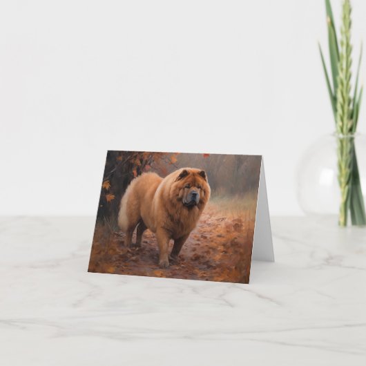 Chow Chow Chow im Herbst Leaves Inspiriert Karte (Vorderseite)