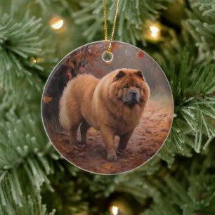 Chow Chow Chow im Herbst Leaves Inspiriert Keramik Ornament