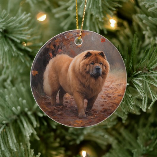 Chow Chow Chow im Herbst Leaves Inspiriert Keramik Ornament (Baum)