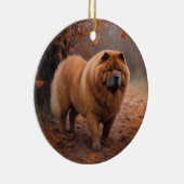 Chow Chow Chow im Herbst Leaves Inspiriert Keramik Ornament (Rechts)