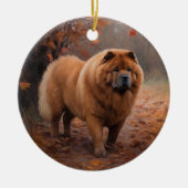 Chow Chow Chow im Herbst Leaves Inspiriert Keramik Ornament (Vorne)