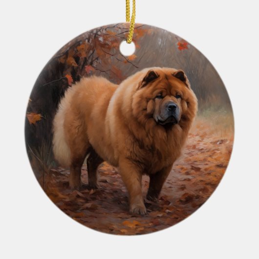 Chow Chow Chow im Herbst Leaves Inspiriert Keramik Ornament (Vorne)