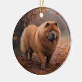 Chow Chow Chow im Herbst Leaves Inspiriert Keramik Ornament (Links)