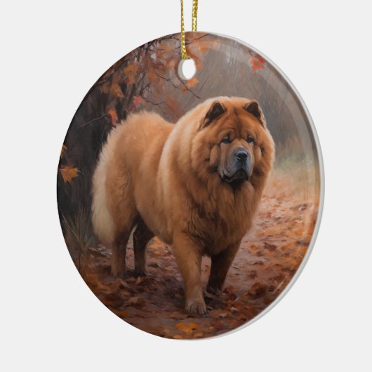 Chow Chow Chow im Herbst Leaves Inspiriert Keramik Ornament (Links)