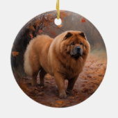 Chow Chow Chow im Herbst Leaves Inspiriert Keramik Ornament (Hinten)