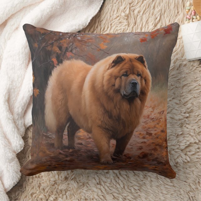 Chow Chow Chow im Herbst Leaves Inspiriert Kissen (Decke)