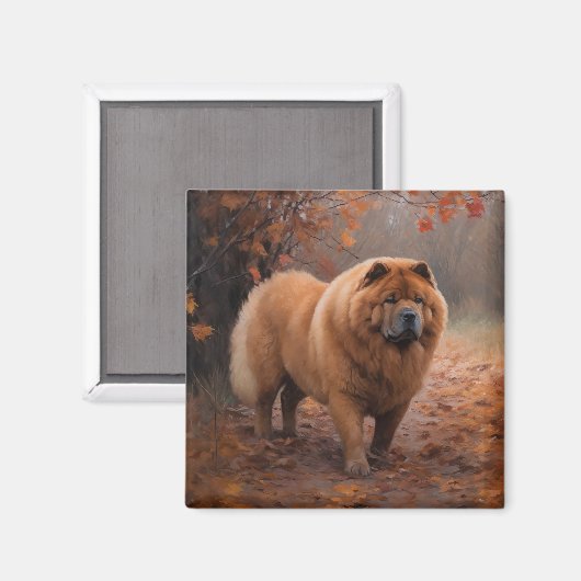 Chow Chow Chow im Herbst Leaves Inspiriert Magnet (Vorderseite/Rückseite)