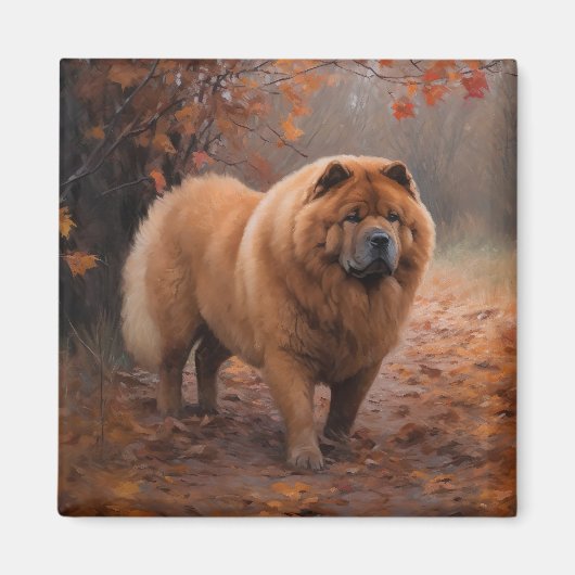 Chow Chow Chow im Herbst Leaves Inspiriert Magnet (Vorne)
