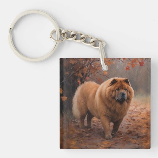 Chow Chow Chow im Herbst Leaves Inspiriert Schlüsselanhänger (Vorderseite)