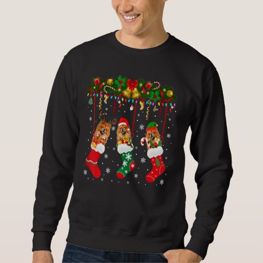 Chow Chow Chow in Sock Xmas Rentier Santa Elf Hund Sweatshirt (Vorderseite)