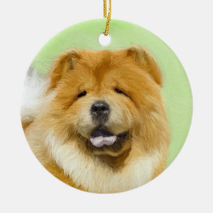 Chow Chow Chow Painting - Niedliche Original Hund  Keramik Ornament