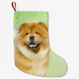 Chow Chow Chow Painting - Niedliche Original Hund  Kleiner Weihnachtsstrumpf