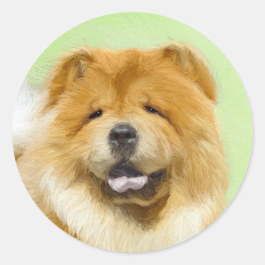 Chow Chow Chow Painting - Niedliche Original Hund  Runder Aufkleber (Vorderseite)
